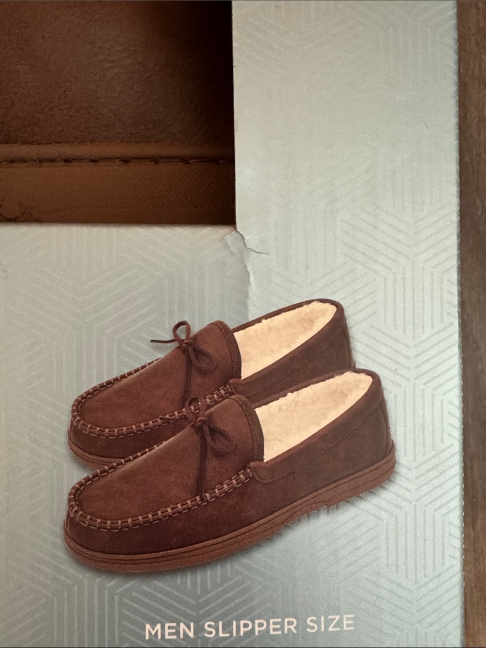 Men's Brown Suede Moccasin Slippers with Plush Lining